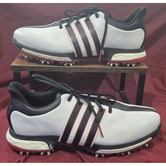 Adidas Tour360 24 Men\'s Size 10.5 Golf Shoes White Black Red Spikes IH8539